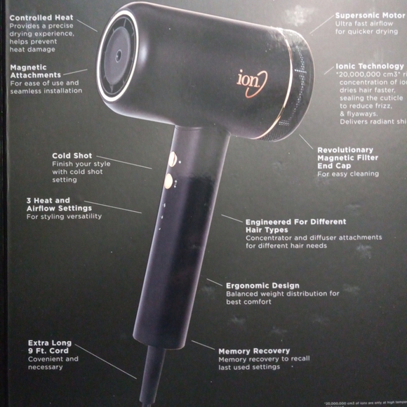 I o n hair dryer brand new and chi lava flat irons all brand new